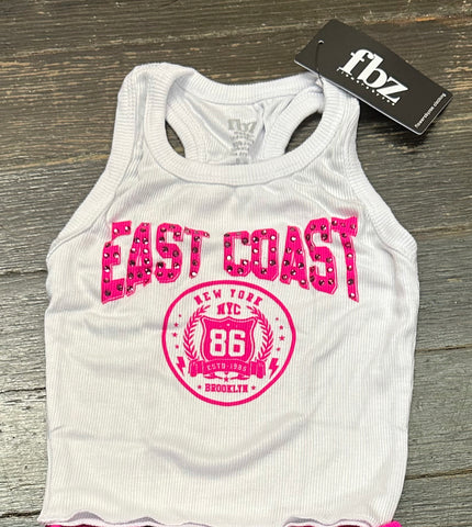 Flowers By Zoe White and Pink East Coast  Rib Tank