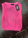 Flowers By Zoe Cotton Open Knit Vest Pink Or Black