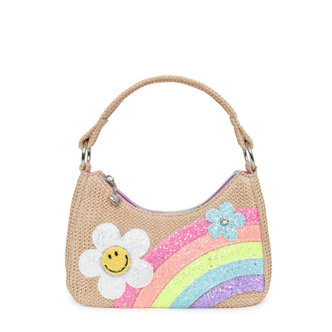 OMG Rainbow Daisy Straw Mini  Crescent Bag