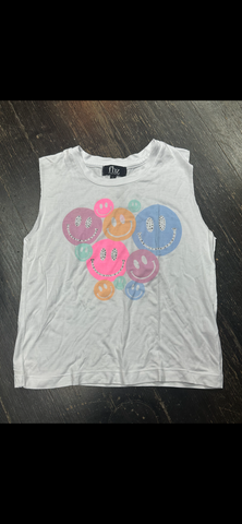 Flowers By Zoe White Muscle Tank With Smileys