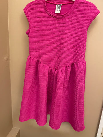 Erge Crinkled Knit Dress Hot Pink Or Kelly Green