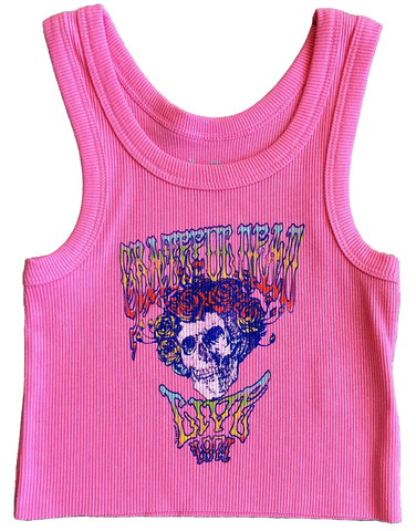 Rowdy Sprout Greatful Dead Pink Crop Top