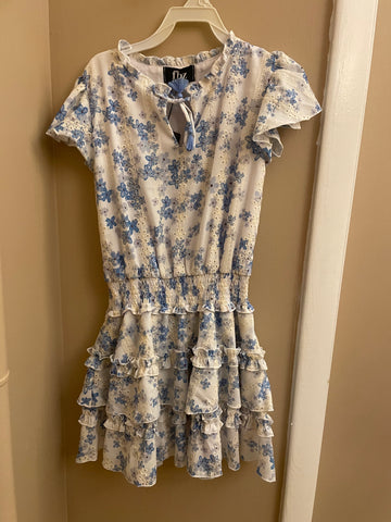 Flowers By Zoe Floral Tiered Dress Blue