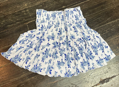 Flowers By Zoe Blue/White Floral Top Or Skirt