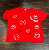 Flowers By Zoe Good Vibes Smiley Red Top Or Shorts