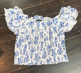 Flowers By Zoe Blue/White Floral Top Or Skirt