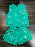 Flowers By Zoe Smiley Good Vibes Green Top