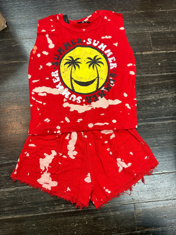 Flowers By Zoe Red Bleach Top Or Shorts