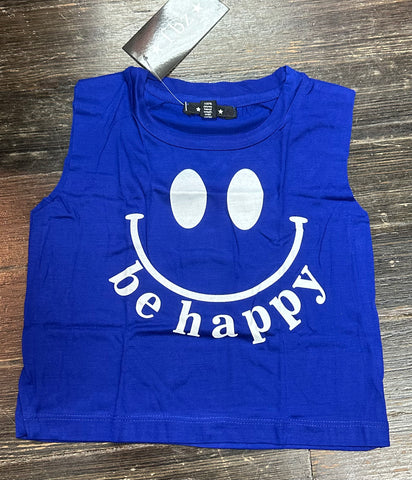 Flowers By Zoe Blue Be Happy Smiley Tank