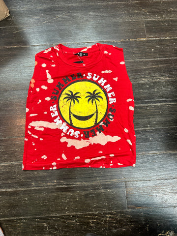 Flowers By Zoe Red Bleach Top Or Shorts