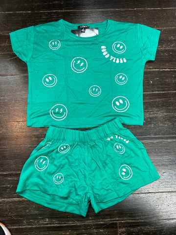 Flowers By Zoe Smiley Good Vibes Green Top