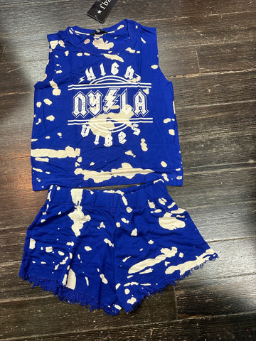 Flowers By Zoe NY/LA High Vibes Blue Bleach Top Or Shorts