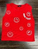 Flowers By Zoe Good Vibes Smiley Red Top Or Shorts