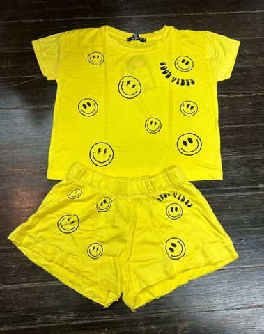 Flowers By Zoe Smiley Good Vibes Yellow Shirt or Shorts