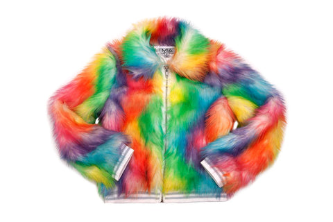 Mia New York Neon Tye Dye Fur Jacket