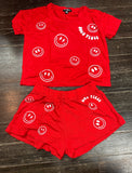 Flowers By Zoe Good Vibes Smiley Red Top Or Shorts