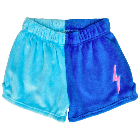 Iscream Midnight & Bright Blue with Lightning Bolt Color Block Plush Shorts