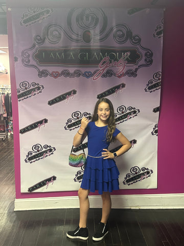 Dolls And Divas Couture Blue Dress With Rhinestone Waist