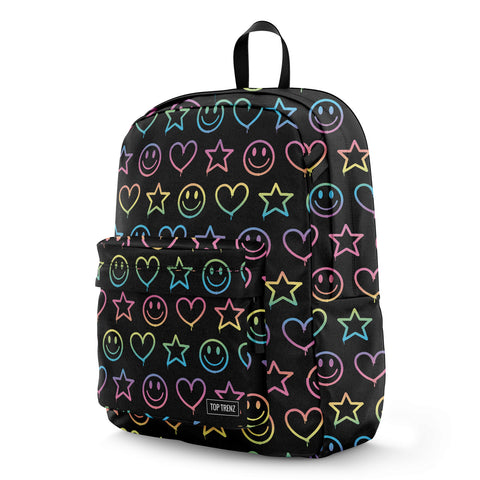 Top Trenz Drip Heart Canvas 2-Zipper Backpack