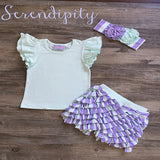 Serendipity Flutter Ruffle Top And Ruffle Shorties