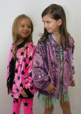 Designs by Frannie Purple Unicorn Sequins Bomber Jacket