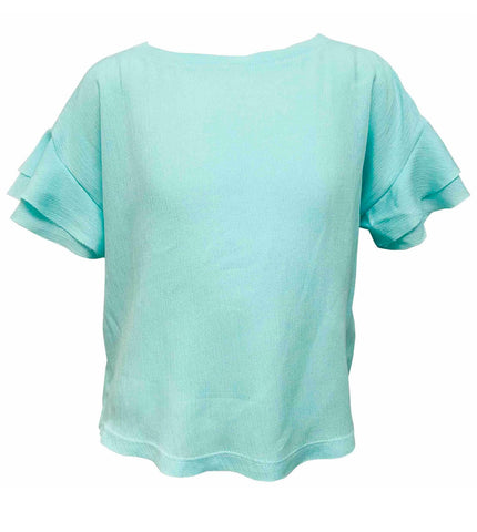 Erge Mint Gauze Flutter Sleeve Shirt or Embroidered Skort