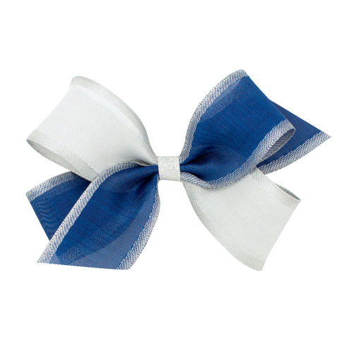 Wee Ones Sheer Two-Toned Blue and Silver Bow