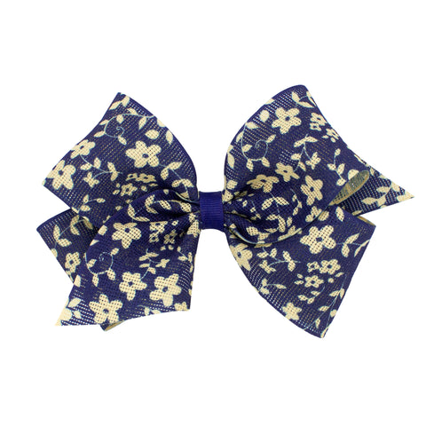 Wee Ones Medium Size Flower Print in Canvas Hair Bow