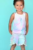 Sara Sara Mermaid Tail Print Top w/ Braid Strap Detail