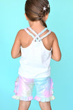 Sara Sara Mermaid Tail Print Top w/ Braid Strap Detail