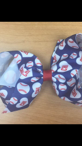 Wee Ones CHI Baseball Hair Bow