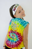 Custom Camp Tie Dye Lightning Bolt Distressed Muscle Tank