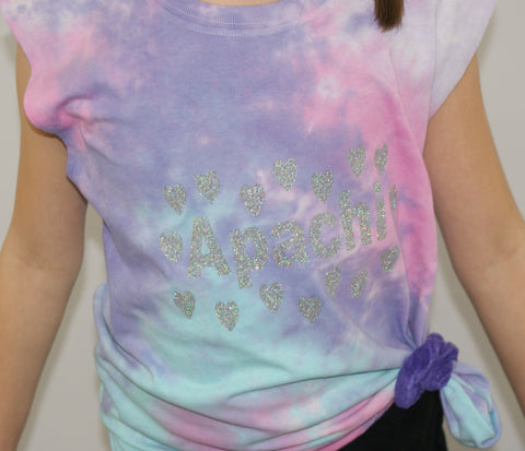 Custom Camp Cotton Candy Tie Dye Hearts Distressed Muscle Tank