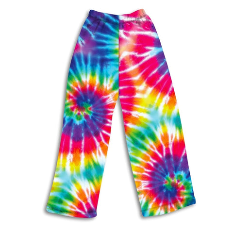 Top Trenz Primary Rainbow Tie Dye Fuzzy Lounge Pants