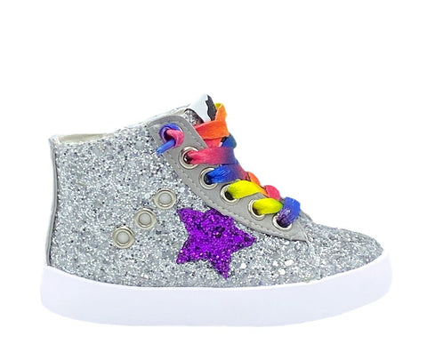 Gemma Glitter Shoes with Tie Dye Laces