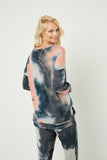 Hayden Los Angeles Women's Charcoal Mix Tie Dye Drop Shoulder Sweatshirt
