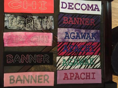 Custom Camp Headbands!  Create your own! Choose 1 color Rhinestones or Glitter!