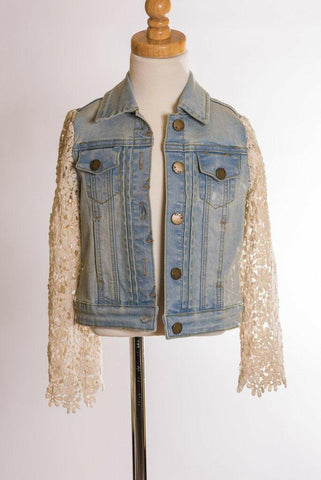 ML Kids Lace Sleeve Denim Jacket