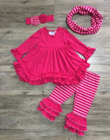 Serendipity Fuchsia Ruffle Top With Leggings