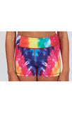 Candy Pink Rainbow Starburst Tie Dye Sport Shorts