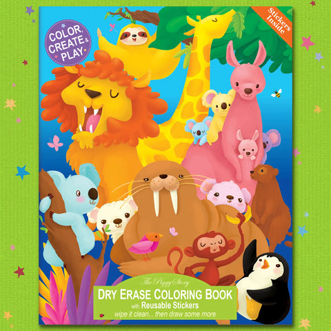Animals Around The World Dry Erase Coloring Book