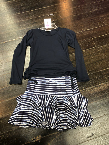 Area Code 407 Blue Side Scrunch Shirt or Stripe Skirt