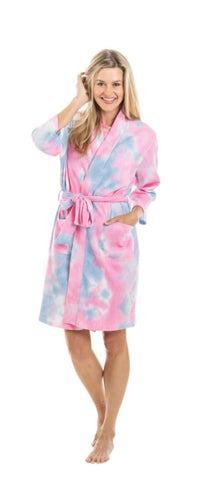 Women’s Pink & Blue Tie Dye Robe