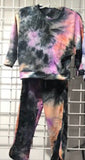 Erge Velvet Black/Purple/Orange Tie Dye Long Sleeve Shirt