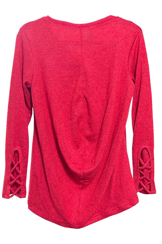 Erge Red Sweater With Lattice Sleeve