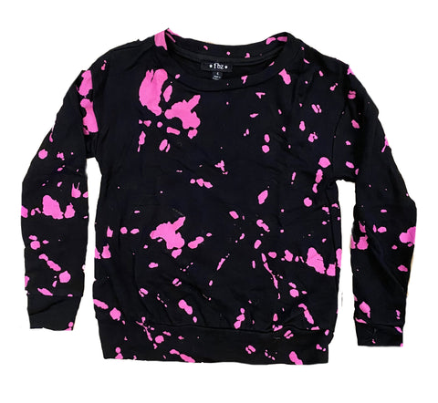 Flowers By Zoe Pink Splatter Distressed Sweatshirt