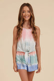 Vintage Havana Tie Front Button Up Tank or Slit Pocket Elastic Waist Shorts