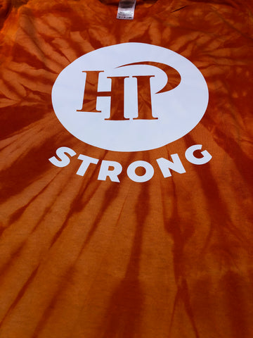 Orange Tie Dye White Writing HPSTRONG T-Shirt