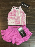 Flowers By Zoe White Pink Bandana Tank or Shorts