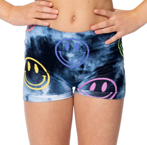 Malibu Sugar Blue Tie Dye Smiley Face Boy Shorts